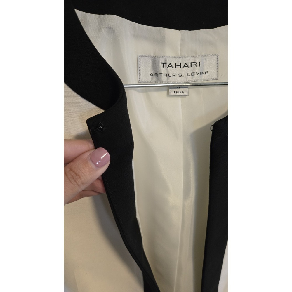 Tahari Arthur S. Levine Women's Jacket Size 8 White Black Lace Trim Career - Picture 5 of 7